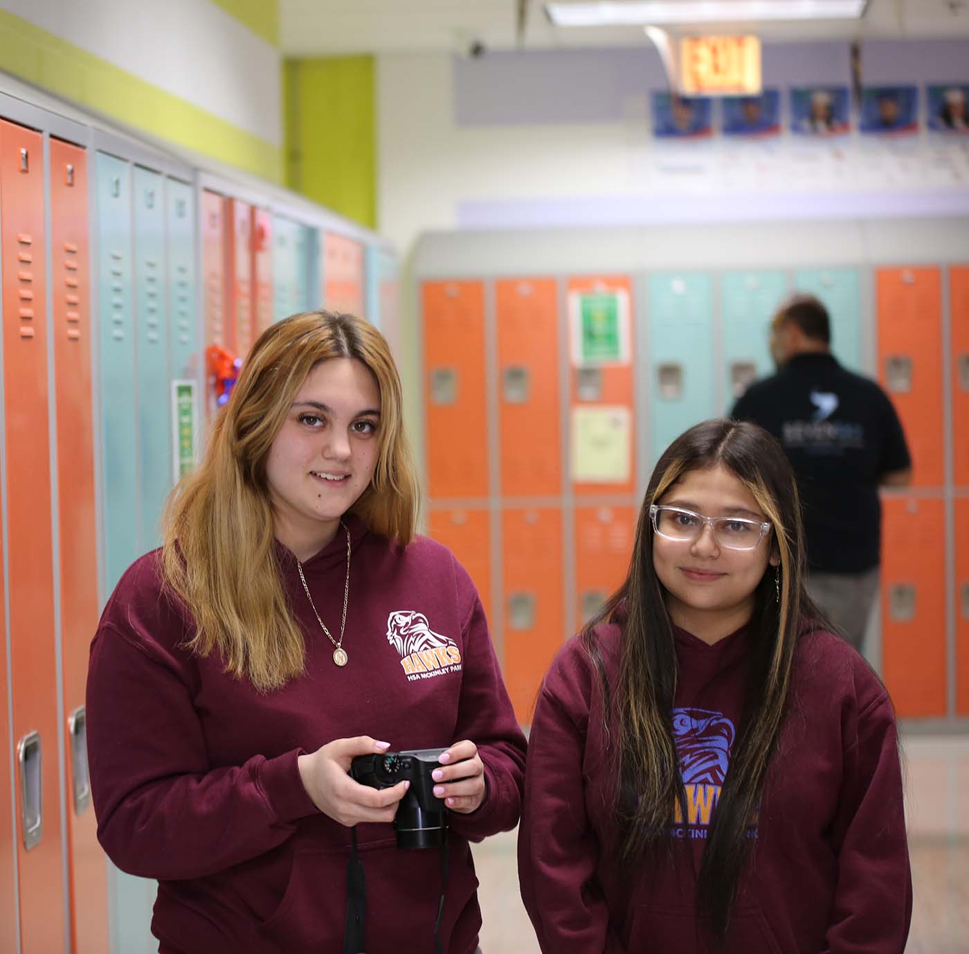 HSA McKinley Park High School student drawing at a desk in a classroom setting